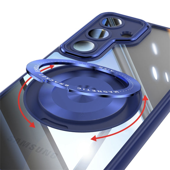 For Samsung Galaxy S25+ 5G 360 Holder MagSafe Acrylic Hybrid TPU Phone Case(Blue)