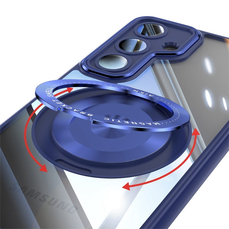 For Samsung Galaxy S25+ 5G 360 Holder MagSafe Acrylic Hybrid TPU Phone Case(Blue)