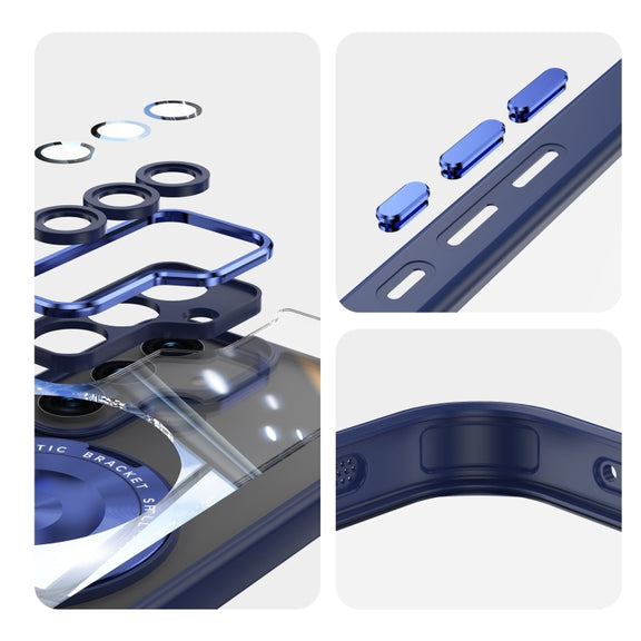 For Samsung Galaxy S25+ 5G 360 Holder MagSafe Acrylic Hybrid TPU Phone Case(Blue)