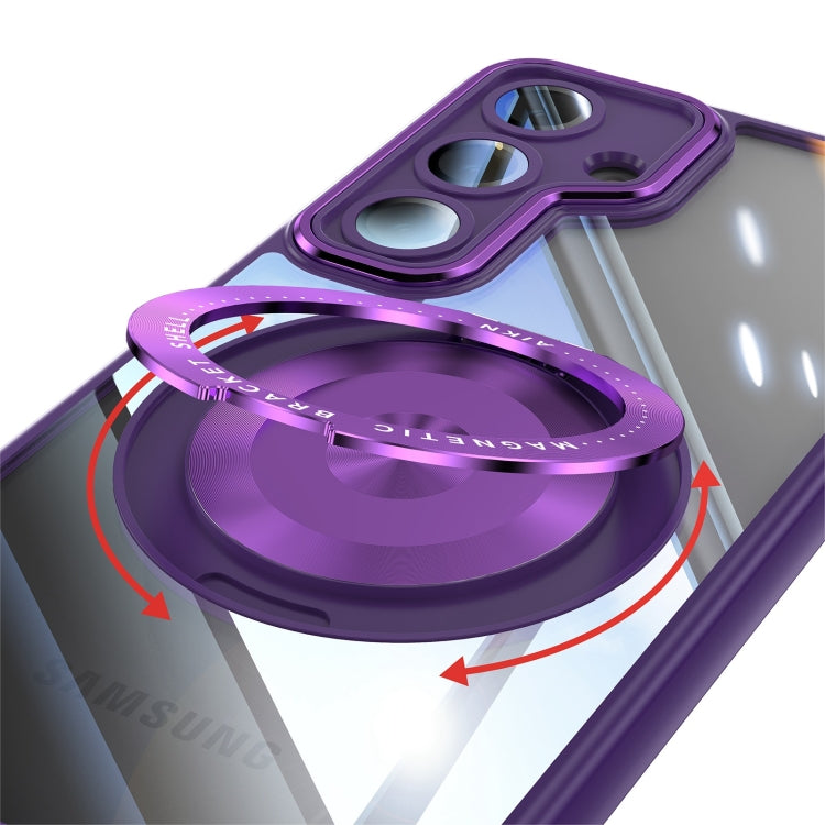 For Samsung Galaxy S25+ 5G 360 Holder MagSafe Acrylic Hybrid TPU Phone Case(Purple)