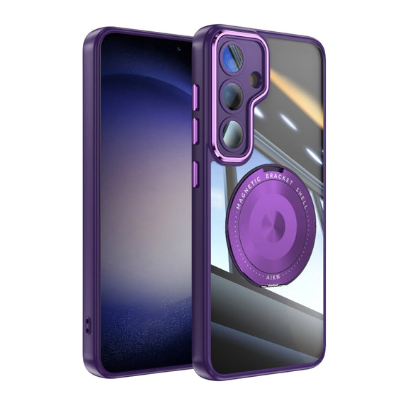 For Samsung Galaxy S25+ 5G 360 Holder MagSafe Acrylic Hybrid TPU Phone Case(Purple)