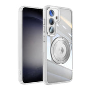 For Samsung Galaxy S25+ 5G 360 Holder MagSafe Acrylic Hybrid TPU Phone Case(Frosted White)