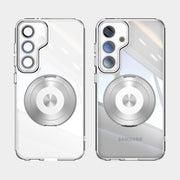 For Samsung Galaxy S25+ 5G 360 Holder MagSafe Acrylic Hybrid TPU Phone Case(Frosted White)