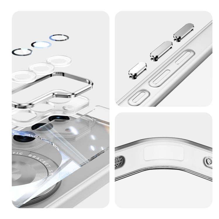For Samsung Galaxy S25+ 5G 360 Holder MagSafe Acrylic Hybrid TPU Phone Case(Frosted White)