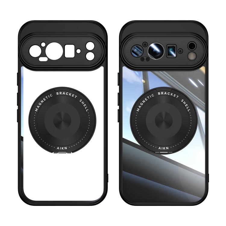 For Google Pixel 9 / 9 Pro 360 Holder Magsafe Acrylic Hybrid TPU Phone Case(Black)