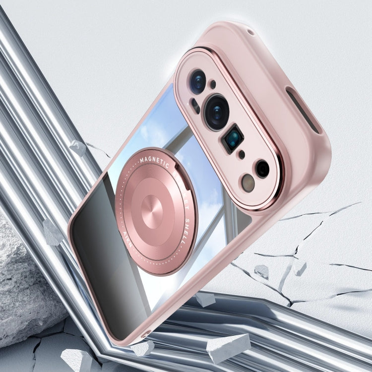 For Google Pixel 9 Pro 360 Holder Magsafe Acrylic Hybrid TPU Phone Case(Pink)