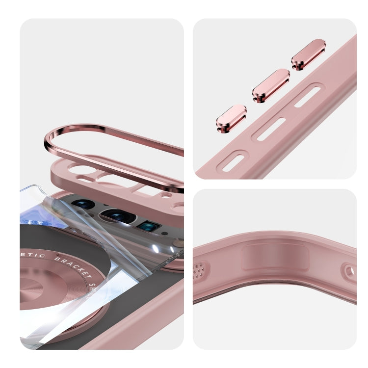For Google Pixel 9 Pro 360 Holder Magsafe Acrylic Hybrid TPU Phone Case(Pink)