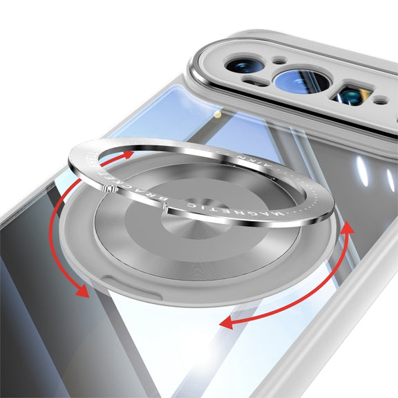 For Google Pixel 9 / 9 Pro 360 Holder Magsafe Acrylic Hybrid TPU Phone Case(Grey)