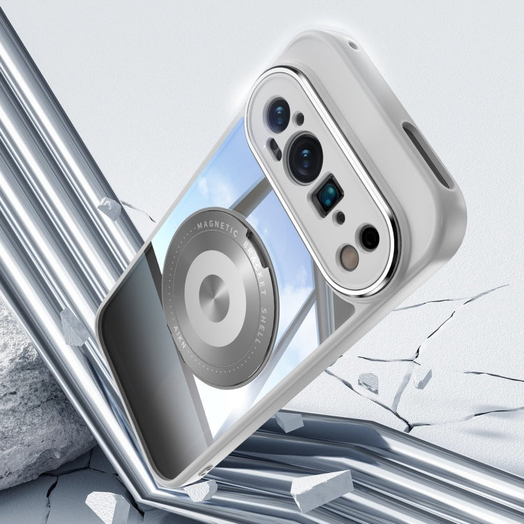 For Google Pixel 9 / 9 Pro 360 Holder Magsafe Acrylic Hybrid TPU Phone Case(Grey)
