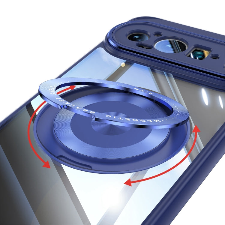 For Google Pixel 9 Pro 360 Holder Magsafe Acrylic Hybrid TPU Phone Case(Blue)