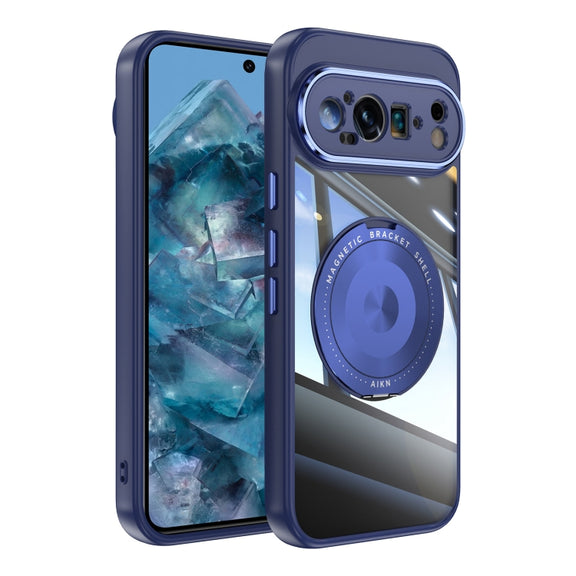 For Google Pixel 9 Pro 360 Holder Magsafe Acrylic Hybrid TPU Phone Case(Blue)