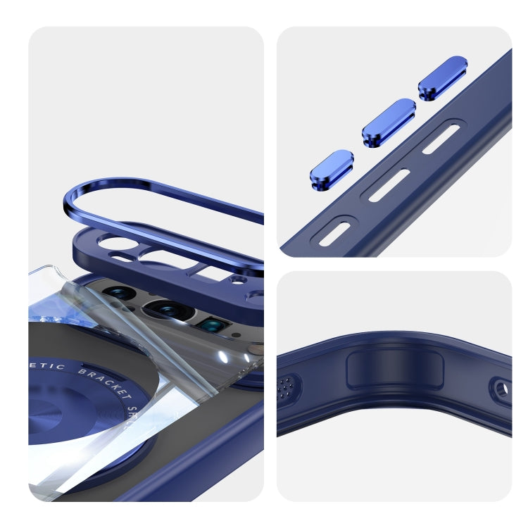 For Google Pixel 9 Pro 360 Holder Magsafe Acrylic Hybrid TPU Phone Case(Blue)