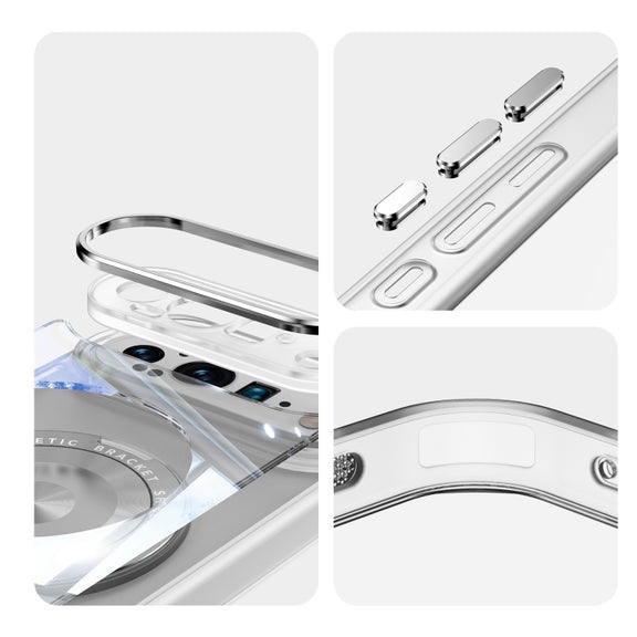 For Google Pixel 9 Pro 360 Holder Magsafe Acrylic Hybrid TPU Phone Case(Frosted White)