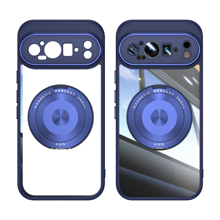 For Google Pixel 9 Pro XL 360 Holder Magsafe Acrylic Hybrid TPU Phone Case(Blue)
