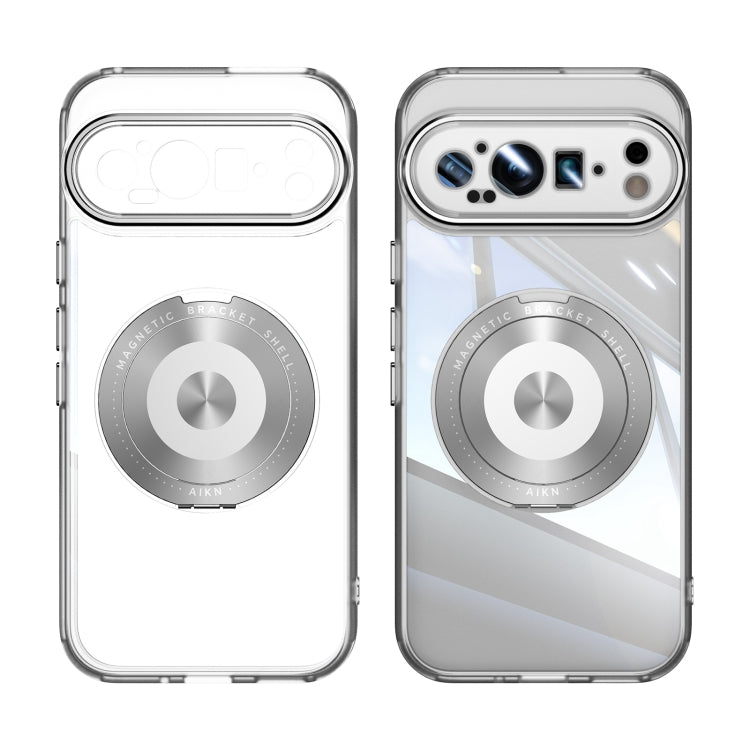 For Google Pixel 9 Pro XL 360 Holder Magsafe Acrylic Hybrid TPU Phone Case(Frosted White)