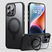 For iPhone 16 Pro Max 360 Rotating MagSafe Magnetic Frosted Phone Case(Black)