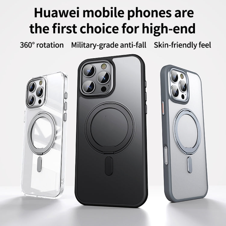 For iPhone 16 Pro Max 360 Rotating MagSafe Magnetic Frosted Phone Case(Black)
