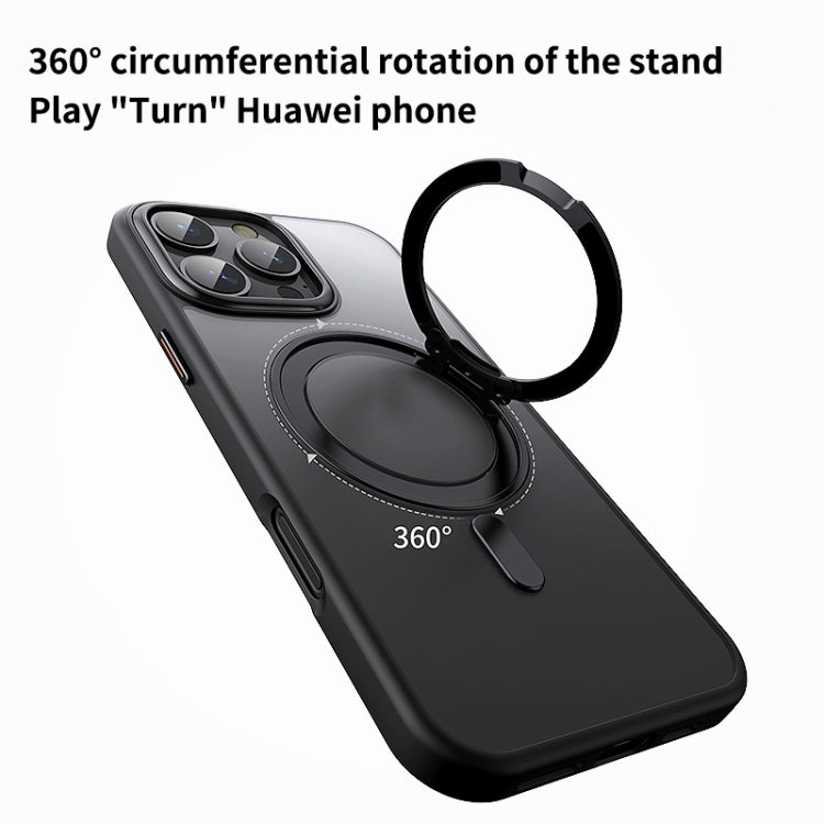 For iPhone 16 Pro Max 360 Rotating MagSafe Magnetic Frosted Phone Case(Black)