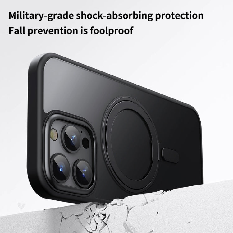 For iPhone 16 Pro Max 360 Rotating MagSafe Magnetic Frosted Phone Case(Black)