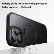 For iPhone 16 Pro Max 360 Rotating MagSafe Magnetic Frosted Phone Case(Black)