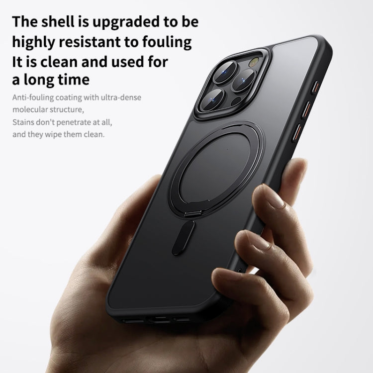 For iPhone 16 Pro Max 360 Rotating MagSafe Magnetic Frosted Phone Case(Black)