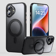 For iPhone 16 360 Rotating MagSafe Magnetic Frosted Phone Case(Black) - iPhone 16 Cases by PMC TechLife | Online Shopping South Africa | PMC TechLife | Buy Now Pay Later Mobicred