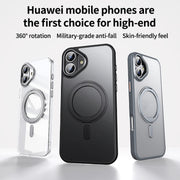 For iPhone 16 360 Rotating MagSafe Magnetic Frosted Phone Case(Black)