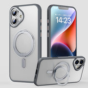 For iPhone 16 360 Rotating MagSafe Magnetic Frosted Phone Case(Grey)