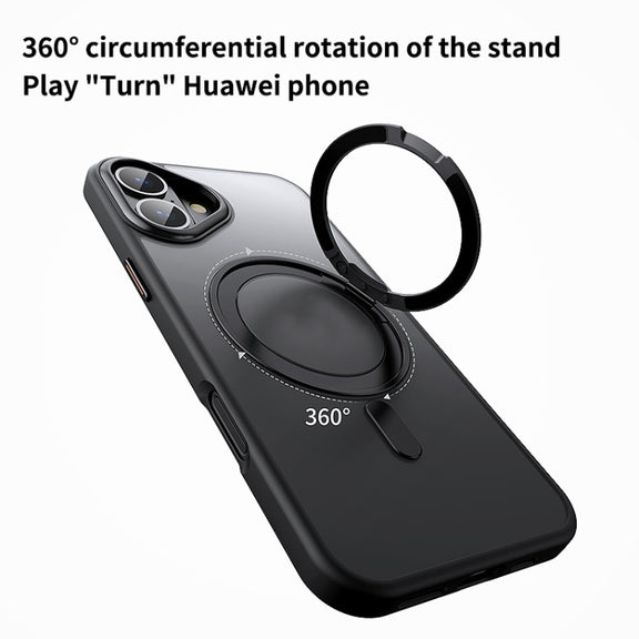 For iPhone 16 360 Rotating MagSafe Magnetic Frosted Phone Case(Grey)