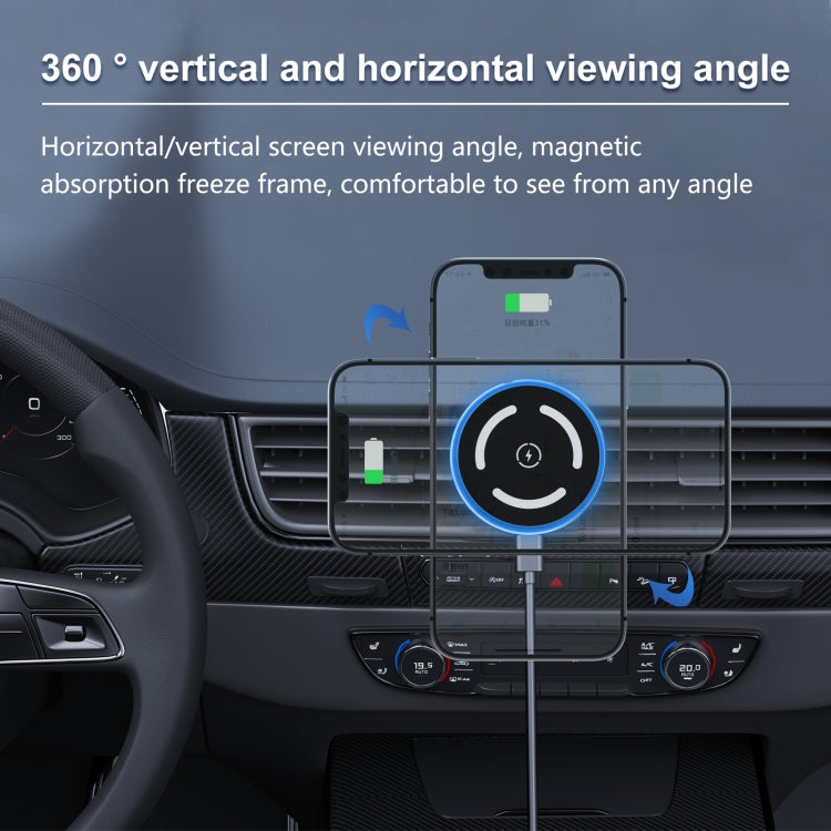 M68 15W Magnetic Wireless Charging Car Holder(Dark Grey)