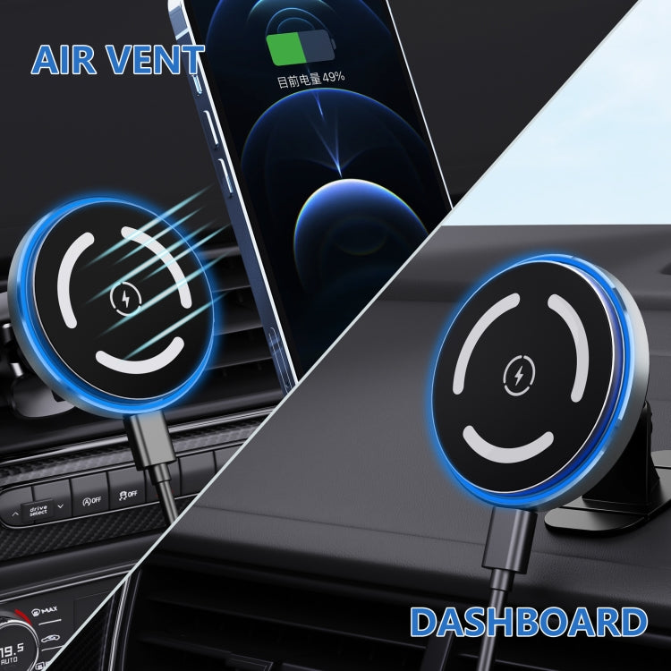 M68 15W Magnetic Wireless Charging Car Holder(Dark Grey)