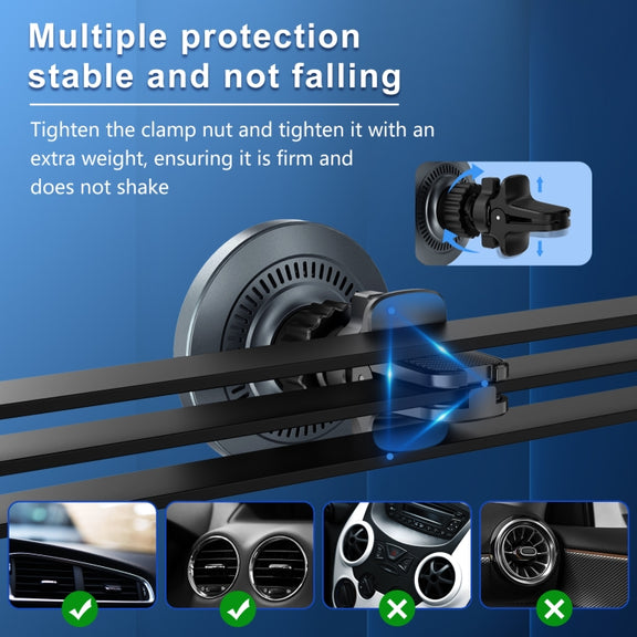 M68 15W Magnetic QI Standard Wireless Charging Car Holder(Dark Grey)