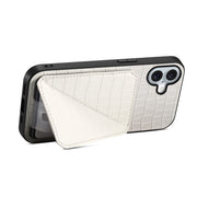 For iPhone 16 Imitation Crocodile Leather Back Phone Case with Holder(White)