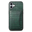 For iPhone 16 Plus Crocodile Texture Card Bag Design Full Coverage Phone Case(Green) - free shipping - PMC TechLife - Order now!