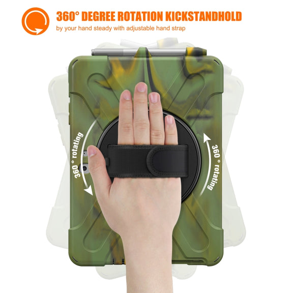 For Microsoft Surface Go 4 / 3 / 2 / 1 Shockproof Colorful Silicone + PC Protective Case with Holder & Shoulder Strap & Hand Strap & Pen Slot (CP Camouflage)