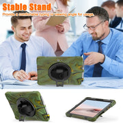 For Microsoft Surface Go 4 / 3 / 2 / 1 Shockproof Colorful Silicone + PC Protective Case with Holder & Shoulder Strap & Hand Strap & Pen Slot (CP Camouflage)