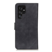 For Samsung Galaxy S25 Ultra 5G KHAZNEH Retro Texture Horizontal Flip Leather Phone Case(Black)