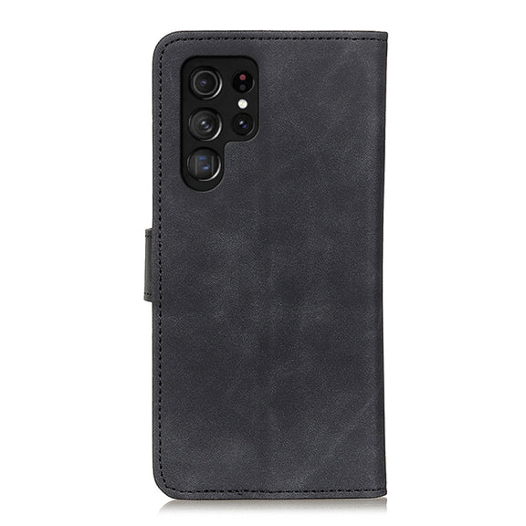 For Samsung Galaxy S25 Ultra 5G KHAZNEH Retro Texture Horizontal Flip Leather Phone Case(Black)