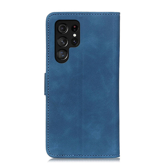 For Samsung Galaxy S25 Ultra 5G KHAZNEH Retro Texture Horizontal Flip Leather Phone Case(Blue)