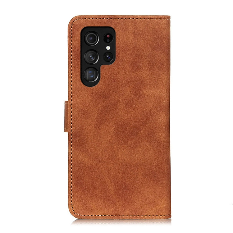 For Samsung Galaxy S25 Ultra 5G KHAZNEH Retro Texture Horizontal Flip Leather Phone Case(Brown)