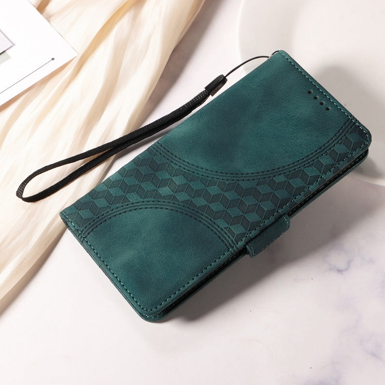 For Honor Magic6 Pro Embossed Rhombus Starry Leather Phone Case(Green)