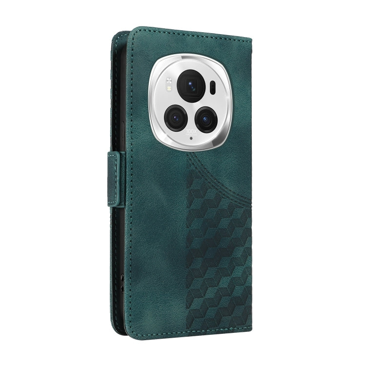 For Honor Magic6 Pro Embossed Rhombus Starry Leather Phone Case(Green)