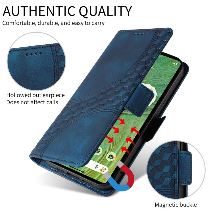 For Honor Magic6 Pro Embossed Rhombus Starry Leather Phone Case(Blue)