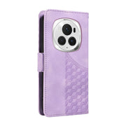 For Honor Magic6 Pro Embossed Rhombus Starry Leather Phone Case(Purple)