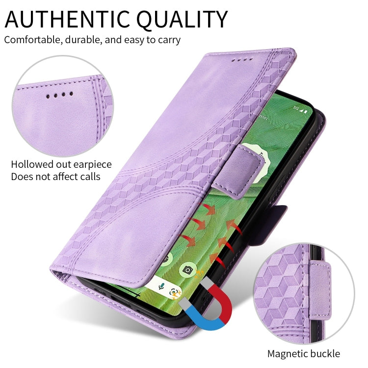 For Honor Magic6 Pro Embossed Rhombus Starry Leather Phone Case(Purple)