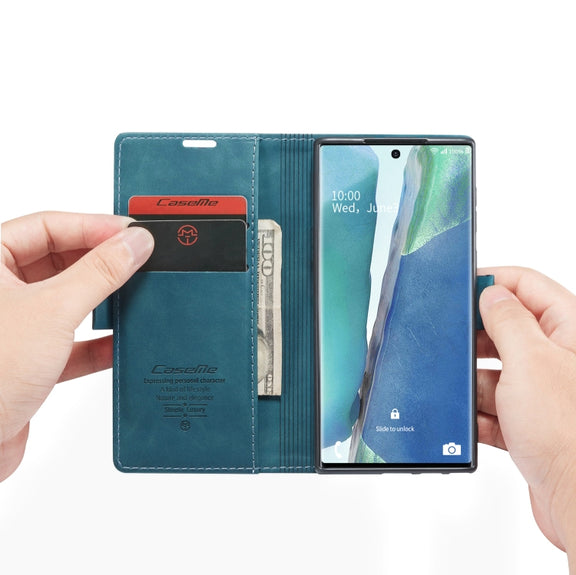 For Samsung Galaxy Note20 CaseMe Multifunctional Horizontal Flip Leather Case, with Card Slot & Holder & Wallet(Blue)