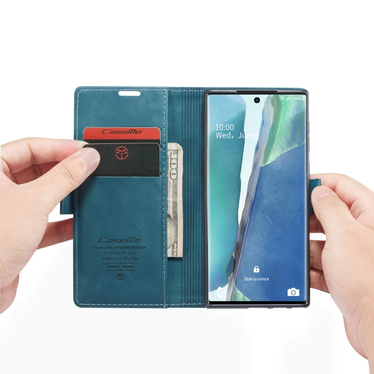 For Samsung Galaxy Note20 CaseMe Multifunctional Horizontal Flip Leather Case, with Card Slot & Holder & Wallet(Blue)