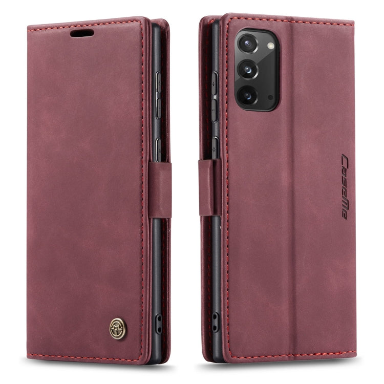 For Samsung Galaxy Note20 CaseMe Multifunctional Horizontal Flip Leather Case, with Card Slot & Holder & Wallet(Wine Red)