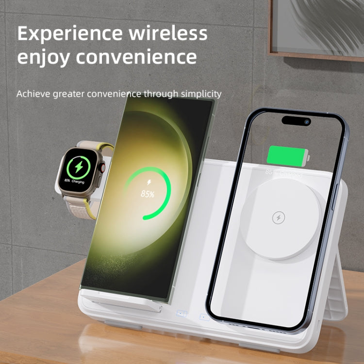 C30 15W 3 in 1 Magnetic Wireless Charger with Night Light(White)