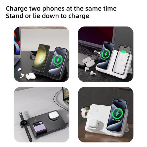 C30 15W 3 in 1 Magnetic Wireless Charger with Night Light(White)